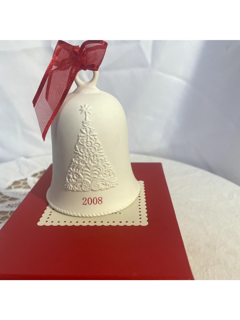 Vintage 2008 Hallmark Porcelain Dated Bell Christmas Ornament In Box